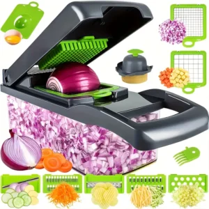 1 Set Multifunctional Chopper, 15 In 1 Food Chopper 8 Blades Cutter With Container