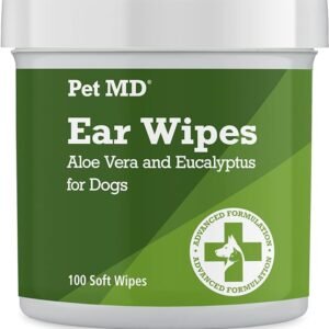 Pet MD - Dog Ear Cleaner Wipes - Otic Cleanser for Dogs to Stop Ear Itching, and Infections with Aloe and Eucalyptus - 100 Count
